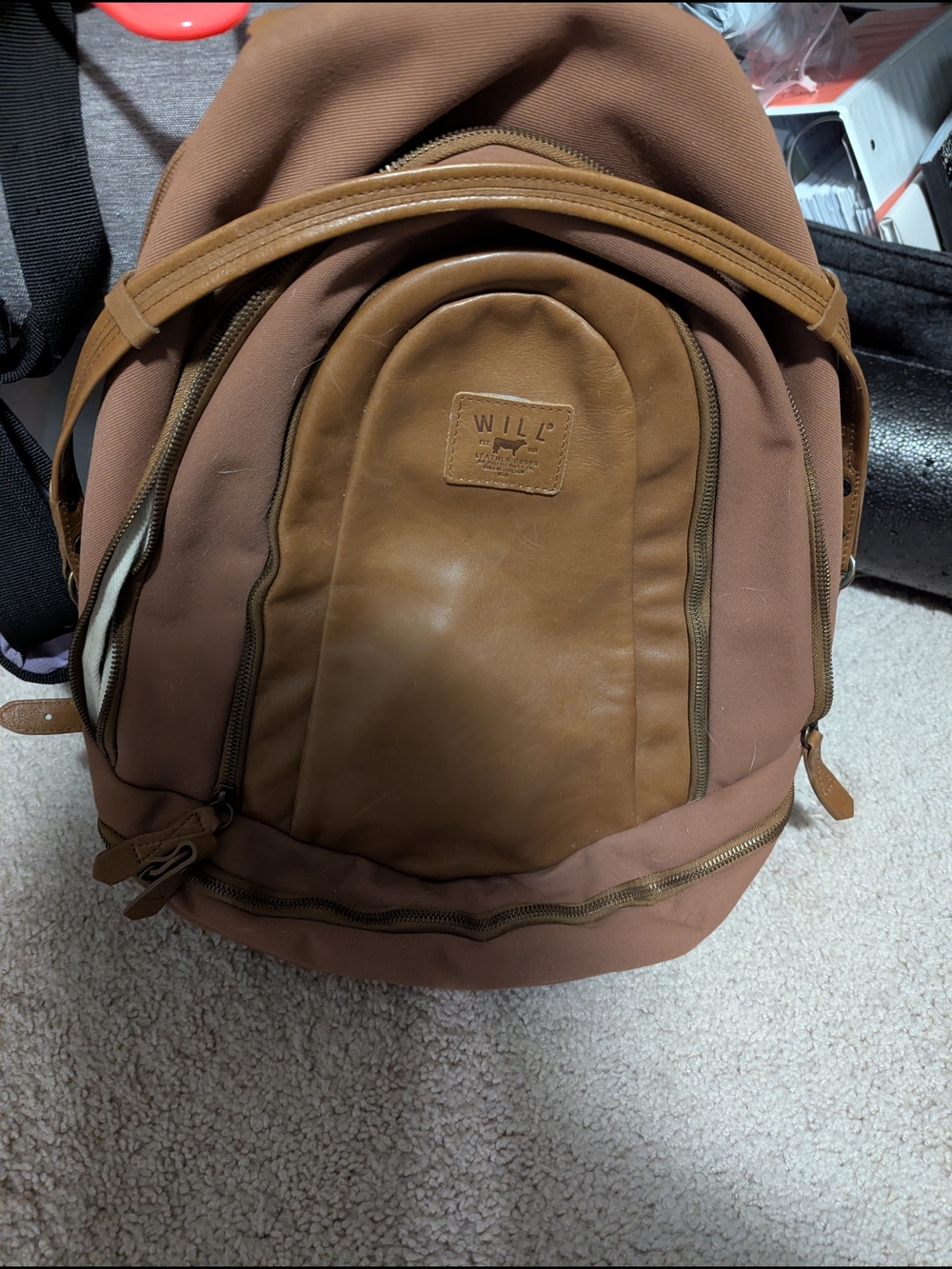 Brown Backpack - Leather Accent